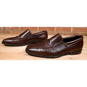 Gordon Rush Mid Brown Apron Toe Slip On Loafers Made In Italy Mens 10.5 D